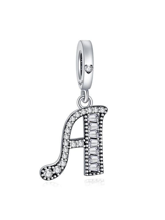 925 Sterling Silver Charm for Bracelets Letter A Pendant Name Initial Aphabets Birthday Charm Women Bracelet Charm