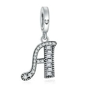 ROSIANNA 925 Sterling Silver Charm for Bracelets Letter A Pendant Name Initial Aphabets Birthday Charm Women Bracelet Charm