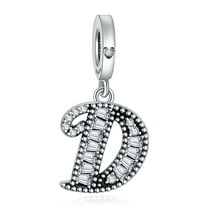 925 Sterling Silver Charm for Bracelets Letter D Pendant Name Initial Aphabets Birthday Charm Women Bracelet Charm