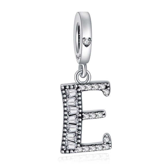 925 Sterling Silver Charm for Bracelets Letter E Pendant Name Initial Aphabets Birthday Charm Women Bracelet Charm
