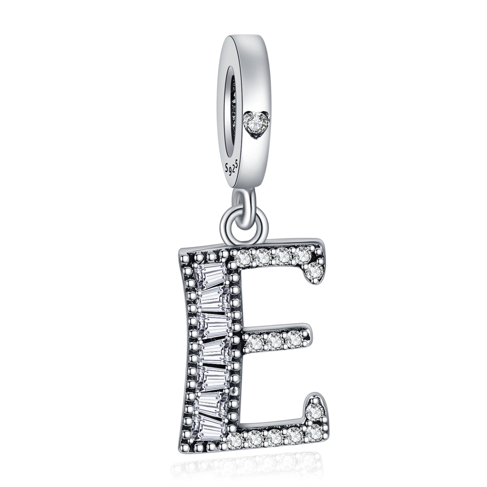 925 Sterling Silver Charm for Pandora Bracelets Letter E Pendant Name