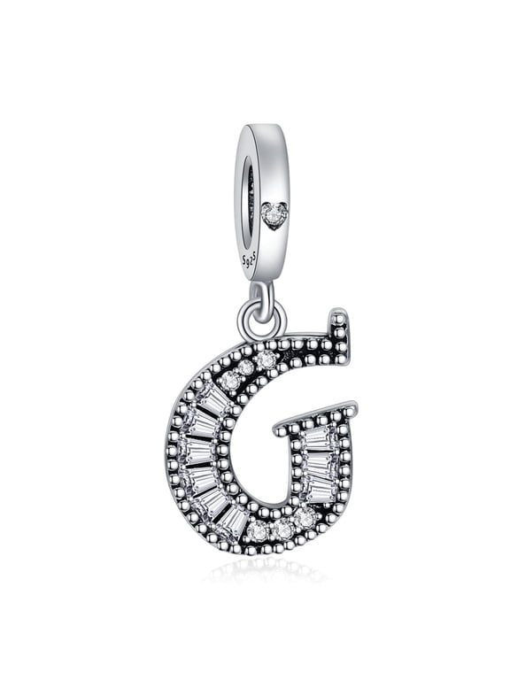 925 Sterling Silver Charm for Bracelets Letter G Pendant Name Initial Aphabets Birthday Charm Women Bracelet Charm