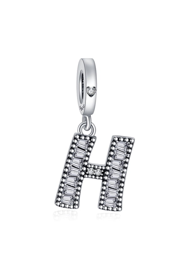 925 Sterling Silver Charm for Bracelets Letter H Pendant Name Initial Aphabets Birthday Charm Women Bracelet Charm