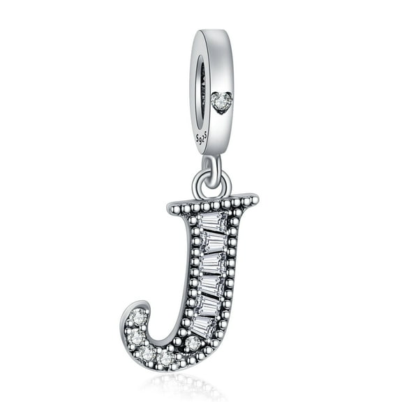 925 Sterling Silver Charm for Bracelets Letter J Pendant Name Initial Aphabets Birthday Charm Women Bracelet Charm