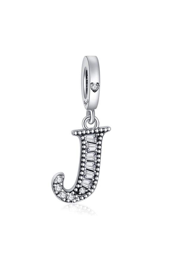 925 Sterling Silver Charm for Bracelets Letter J Pendant Name Initial Aphabets Birthday Charm Women Bracelet Charm