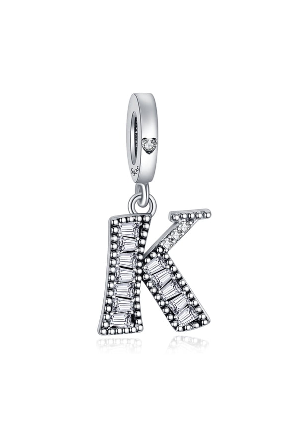 925 Sterling Silver Charm for Bracelets Letter K Pendant Name Initial Aphabets Birthday Charm Women Bracelet Charm