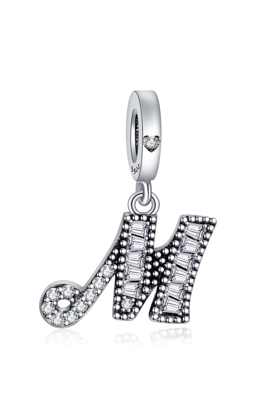 925 Sterling Silver Charm for Charm Bracelets Letter M Pendant Name Initial Aphabets Birthday Charm Women Bracelet Charm