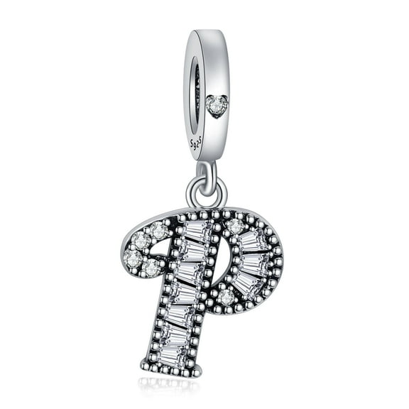 925 Sterling Silver Charm for Bracelets Letter P Pendant Name Initial Aphabets Birthday Charm Women Bracelet Charm