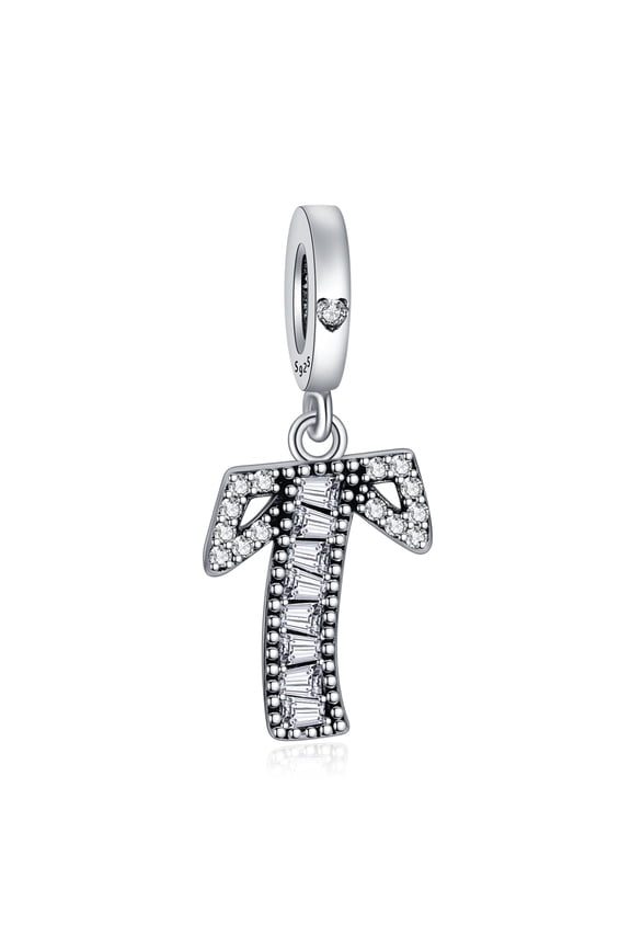 925 Sterling Silver Charm for Bracelets Letter T Pendant Name Initial Aphabets Birthday Charm Women Bracelet Charm