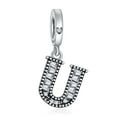 thumbnail image 1 of 925 Sterling Silver Charm for Bracelets Letter U Pendant Name Initial Aphabets Birthday Charm Women Bracelet Charm, 1 of 5