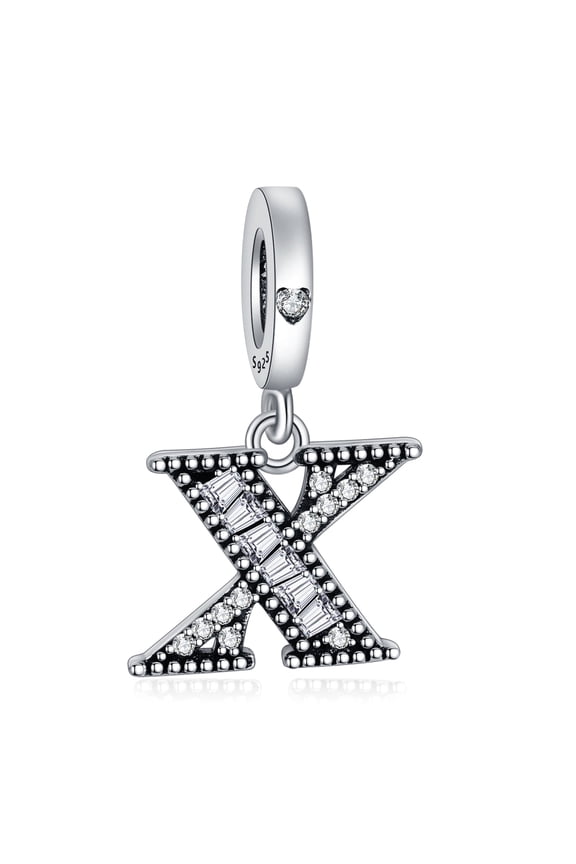 925 Sterling Silver Charm for Bracelets Letter X Pendant Name Initial Aphabets Birthday Charm Women Bracelet Charm