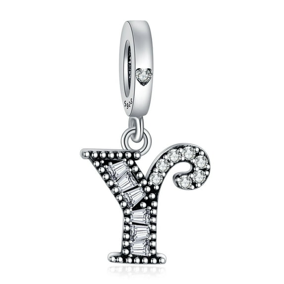 925 Sterling Silver Charm for Bracelets Letter Y Pendant Name Initial Aphabets Birthday Charm Women Bracelet Charm