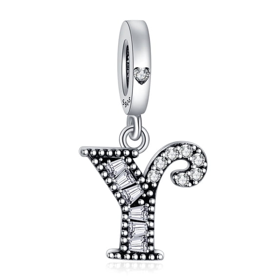 ROSIANNA 925 Sterling Silver Charm for Bracelets Letter Y Pendant Name Initial Aphabets Birthday Charm Women Bracelet Charm