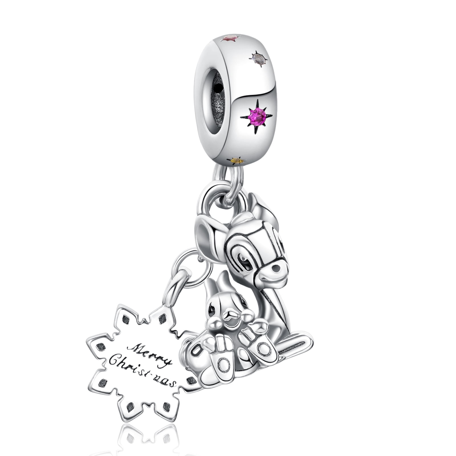 925 Sterling Silver Charm for Pandora Bracelets Merry Christmas Dangle Charm Women Bracelet Charm
