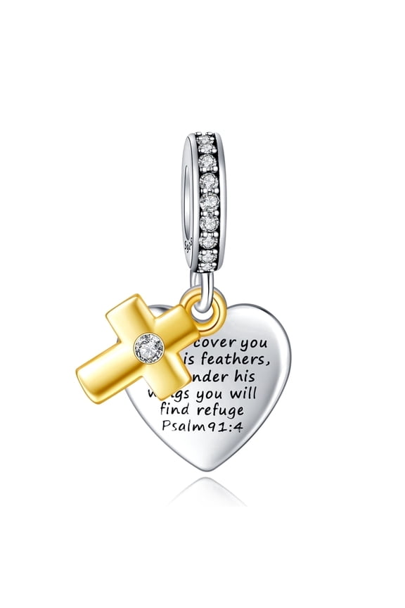 925 Sterling Silver Charm for Bracelets Religious Bible Quotes Cross Charm God All Things are Possible Women Bracelet Charm