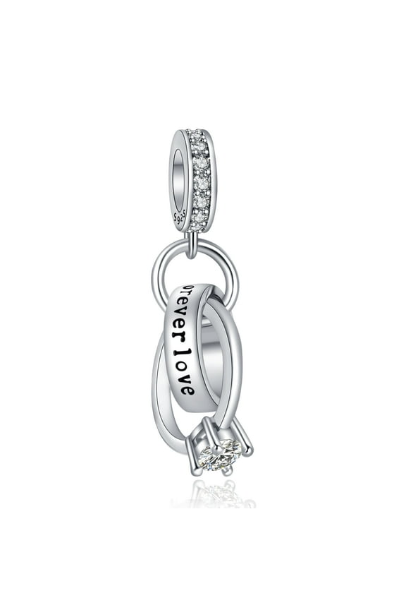 925 Sterling Silver Charm for Bracelets Ring Diamond Pendant Forever Love Charm Women Bracelet Charm