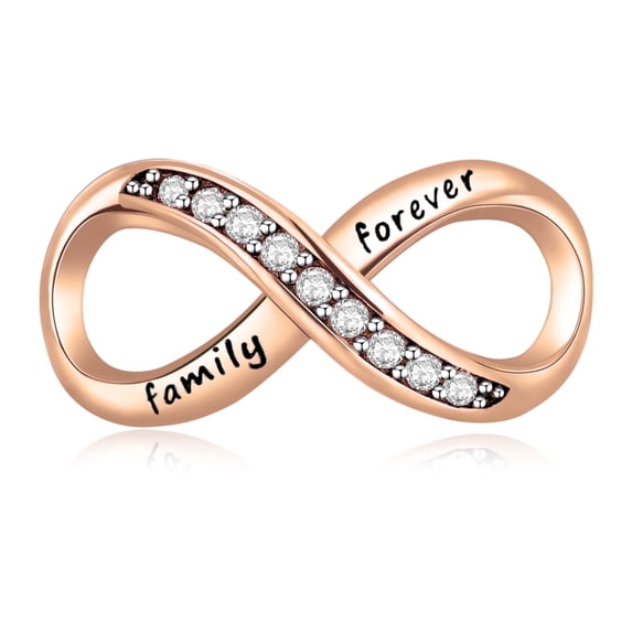 ROSIANNA 925 Sterling Silver Charm for Bracelets Rose Gold Family Forever Infinity Charm Women Bracelet Charm