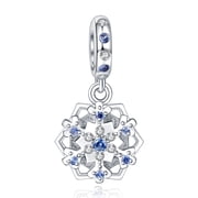 925 Sterling Silver Charm for Bracelets Snowflake Sapphire Pendant Charm Women Bracelet Charm