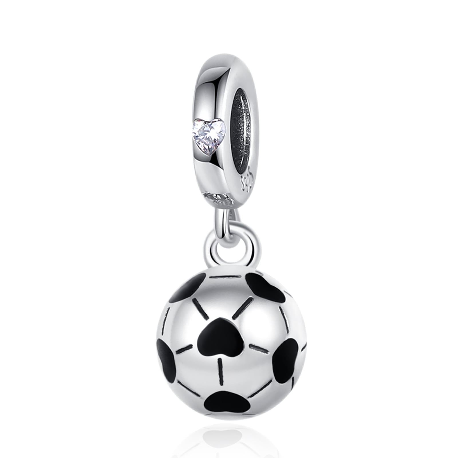 ROSIANNA 925 Sterling Silver Charm for Bracelets Soccer Football Dangle Charms Women Bracelet Charm
