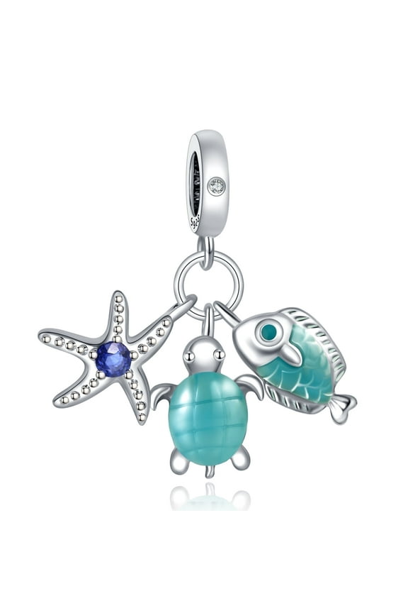 925 Sterling Silver Charm for Bracelets Starfish Turtle Fish Pendant Charm Women Bracelet Charm