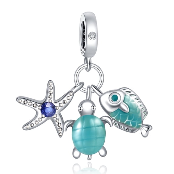 ROSIANNA 925 Sterling Silver Charm for Bracelets Starfish Turtle Fish Pendant Charm Women Bracelet Charm