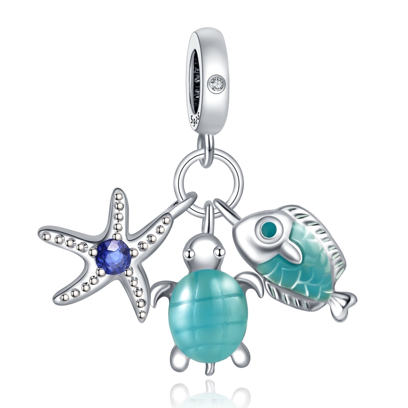 ROSIANNA 925 Sterling Silver Charm for Bracelets Starfish Turtle Fish Pendant Charm Women Bracelet Charm