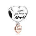thumbnail image 1 of 925 Sterling Silver Charm for Bracelets Thanks for Being My Mom Love Charms Women Bracelet Charm, 1 of 5