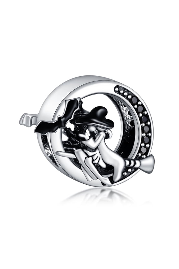 925 Sterling Silver Charm for Bracelets Witch Broom Wizard Halloween Charm Women Bracelet Charm
