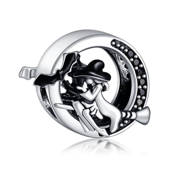 ROSIANNA 925 Sterling Silver Charm for Bracelets Witch Broom Wizard Halloween Charm Women Bracelet Charm