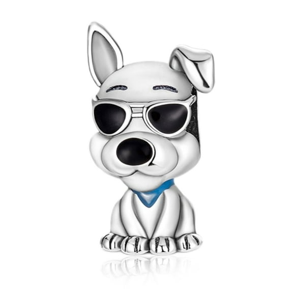 925 Sterling Silver Charm for Bracelets Women Silver Dog Glasses Charm Necklace Pendant