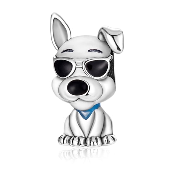 925 Sterling Silver Charm for Bracelets Women Silver Dog Glasses Charm Necklace Pendant