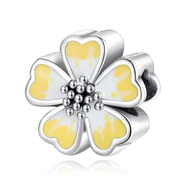 Pandora White Daisy Flower Spacer Charm 925 Sterling Silver Charm - Main Image