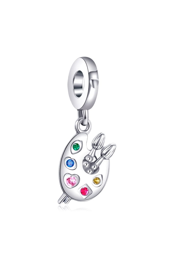 925 Sterling Silver Charm for Women Bracelets Necklace Artist's Palette Dangle Charm Gift