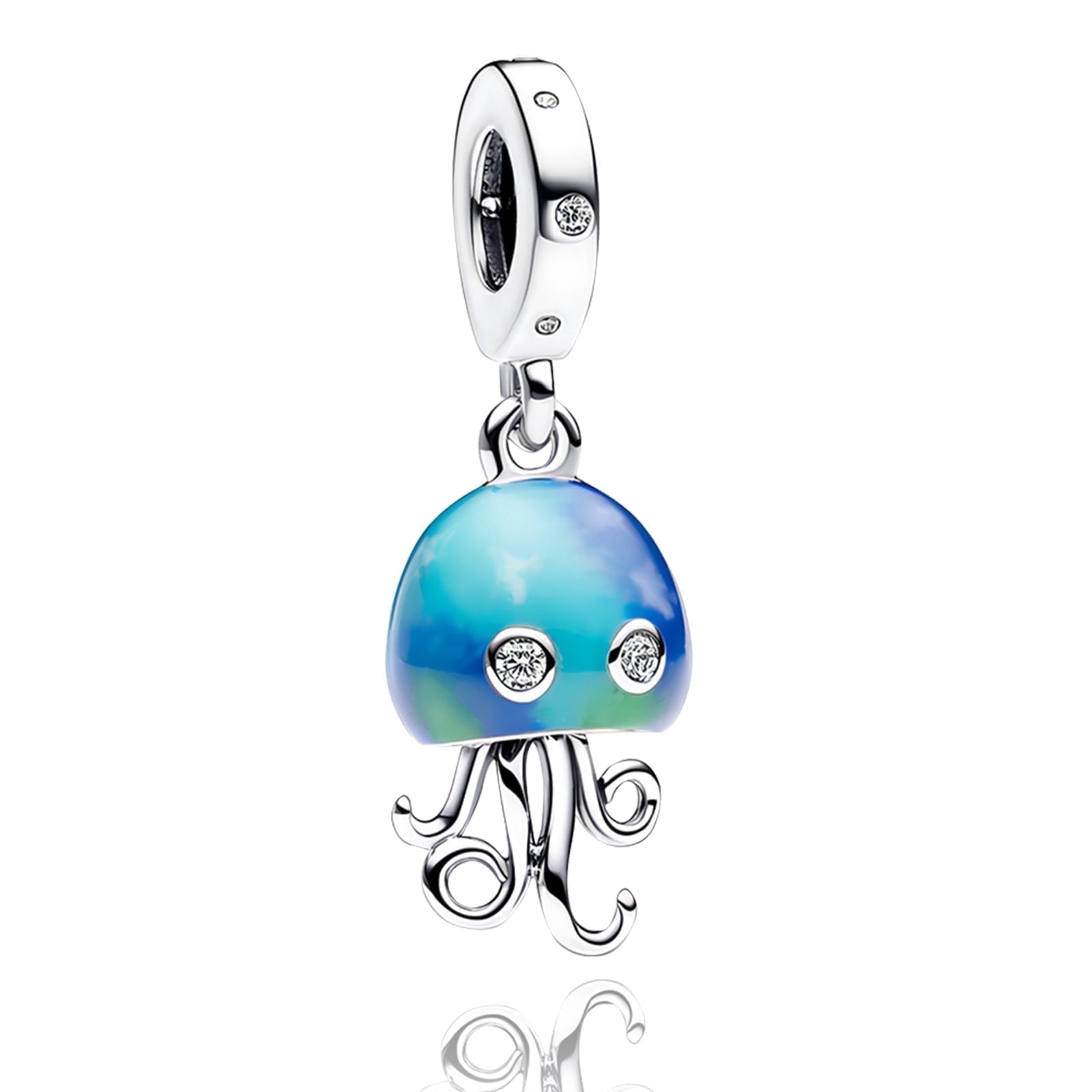 Ciondolo Donna Onde E Polpo In Argento 925 Con Zirconi – Per Charm Bracelet E Bracciali Modulari