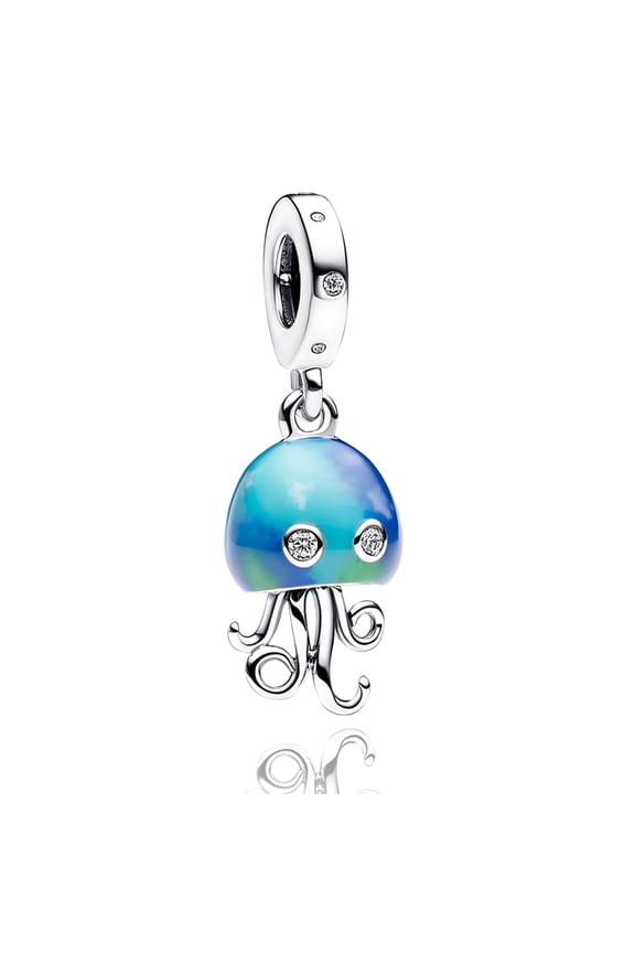 925 Sterling Silver Charm for Women Bracelets Necklace Blue Jellyfish Dangle Charm Gift