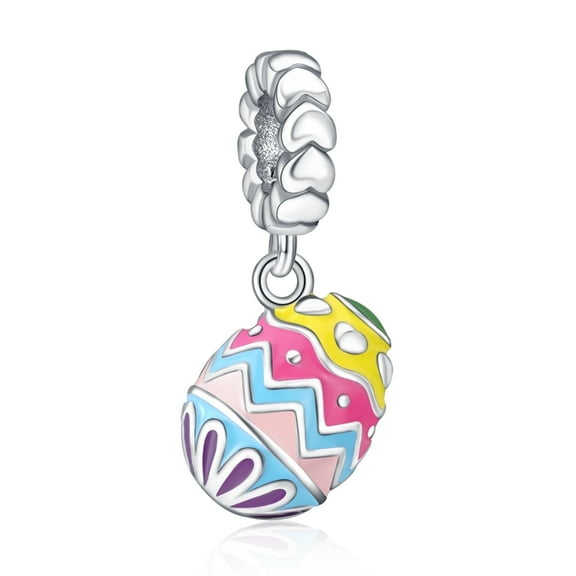 925 Sterling Silver Charm for Women Bracelets Necklace Color Easter Egg Dangle Charms Women Bracelet Charm