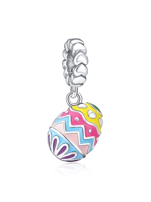 925 Sterling Silver Charm for Women Bracelets Necklace Color Easter Egg Dangle Charms Women Bracelet Charm