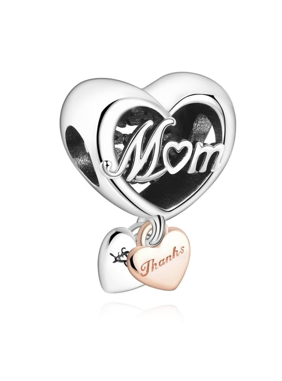 925 Sterling Silver Charm for Women Bracelets Necklace Forever Mom Love Heart Dangle Charm Gift
