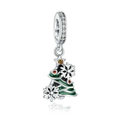 925 Sterling Silver Charm for Women Bracelets Necklace Green Christmas Tree Snowflake Charms Women Bracelet Charm