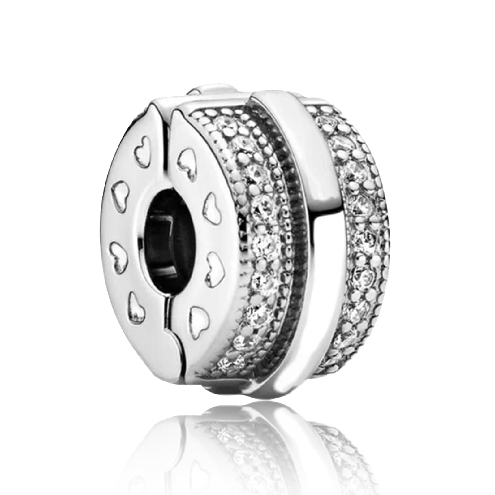 925 Sterling Silver Charm for Women Bracelets Necklace Heart Clips ...