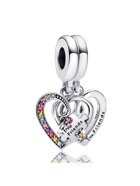 925 Sterling Silver Charm for Women Bracelets Necklace Puzzle Piece Hearts Splittable Friendship Dangle Charm Gift