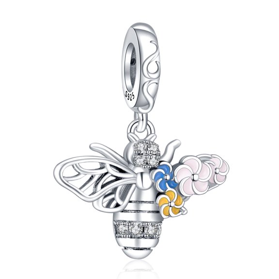 925 Sterling Silver Charm for Women Bracelets Necklace Women Bee Flowers Dangle Charms Necklace Girl Gifts