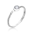 thumbnail image 1 of 925 Sterling Silver Chevron Ring With a White Round Cubic Zirconia Bezel, Wish Bone Ring, Hypoallergenic, Nickel and Lead-free, Artisan Handcrafted Designer Collection, Made in Israel, 1 of 8