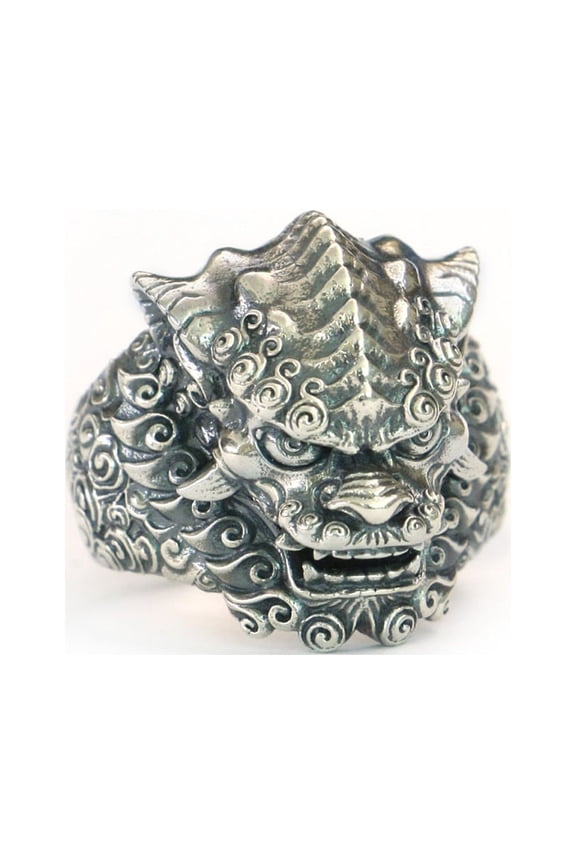 925 Sterling Silver Chinese Style Lion Ring Biker Punk Jewelry TA210 US Size 8