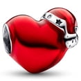 thumbnail image 1 of 925 Sterling Silver Christmas Hat Red Heart Charm Bead for Bracelet Charms Bangle Pendant Jewelry, 1 of 4