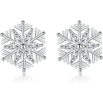 925 Sterling Silver Christmas Snowflake Earrings Studs for Women Teens Small CZ Snowflake Studs Earrings Thanksgiving