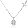 thumbnail image 1 of 925 Sterling Silver Circle Latin Cross CZ Religious Womens Pendant Necklace, 1 of 4