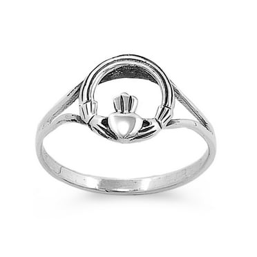 925 Sterling Silver Circle of Grace Claddagh Ring Size 1