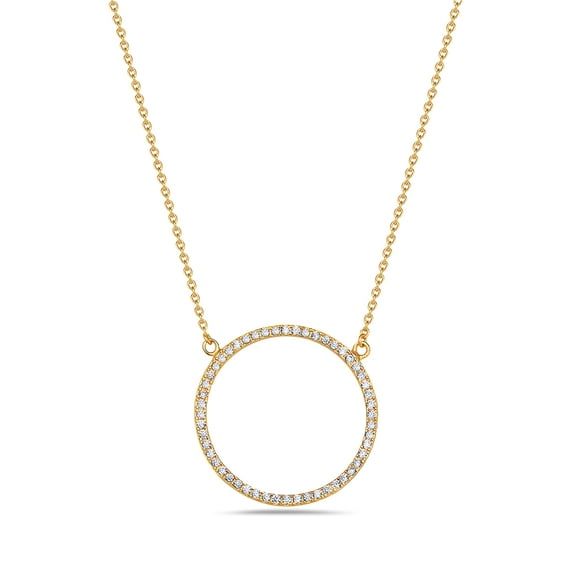 925 Sterling Silver Circle of Life White Clear CZ Pendant Necklace