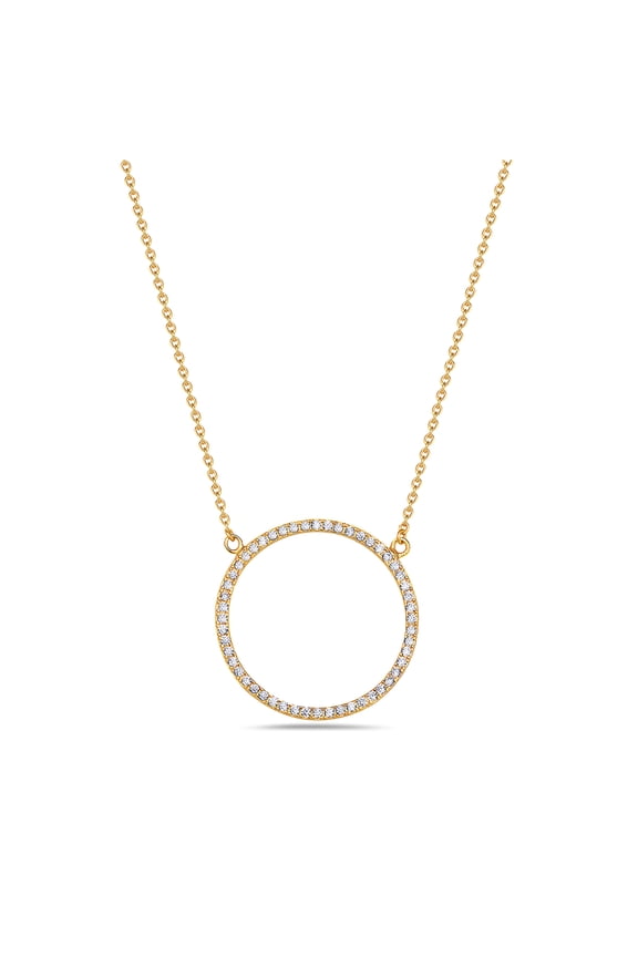 925 Sterling Silver Circle of Life White Clear CZ Pendant Necklace